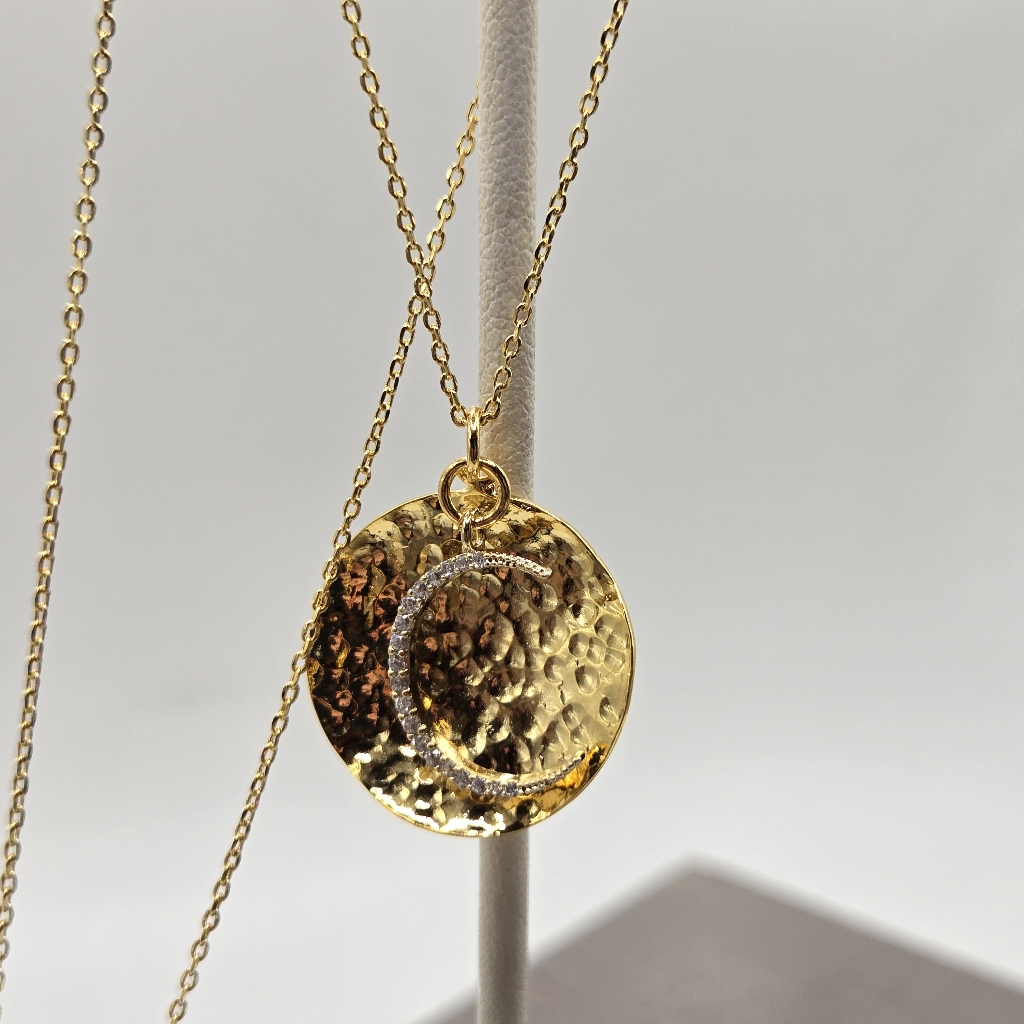 Gold Dainty Chain Crescent Moon Charm Necklace Boutique Brand Gold Plated Brass
